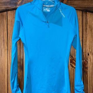 XS Women’s Under Armour Fitted Athletic Top Blue Long Sleeve